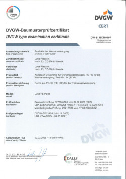 2021-4 Certifikát DVGW Typová zkouška